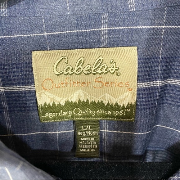 Cabela's Blue Plaid Button Down Shirt Mens - Picture 3 of 3